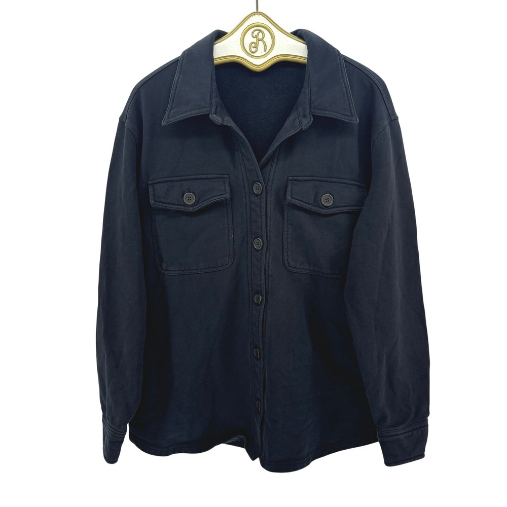 GOOD AMERICAN Black Button Front Shirt Jacket Shacket 3/4 L XL Oversized
